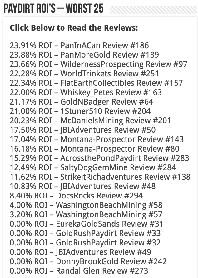 paydirt low roi