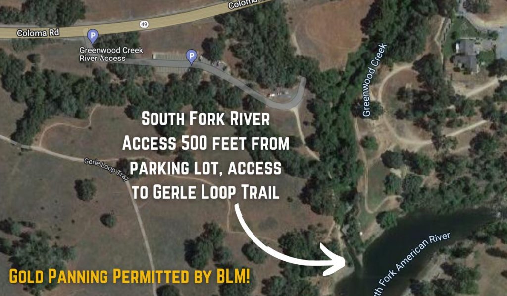 Greenwood Creek River Access Gold Panning Map American River