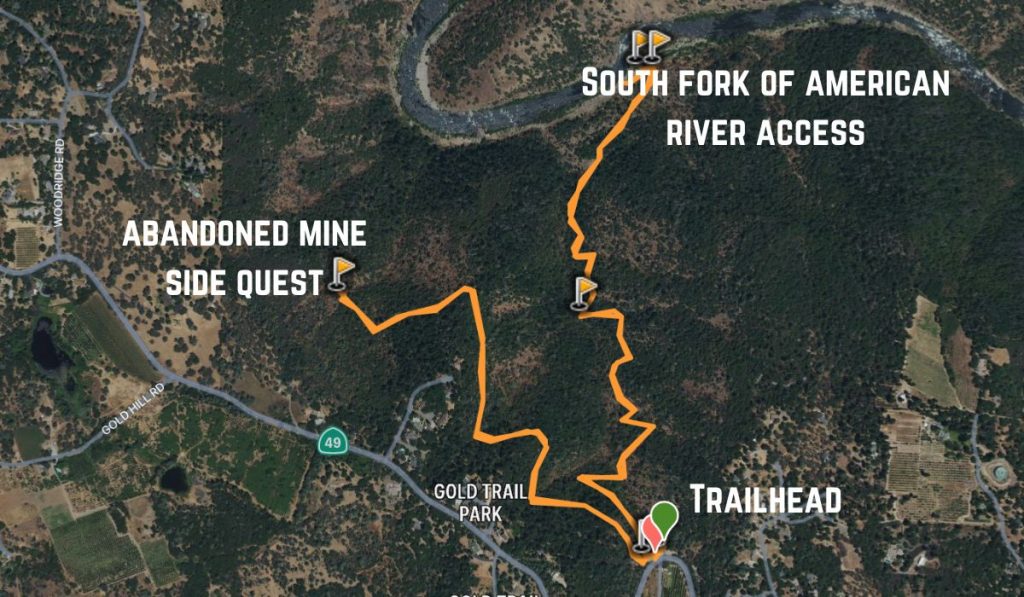 Red Shack Trailhead Gold Panning Map American River