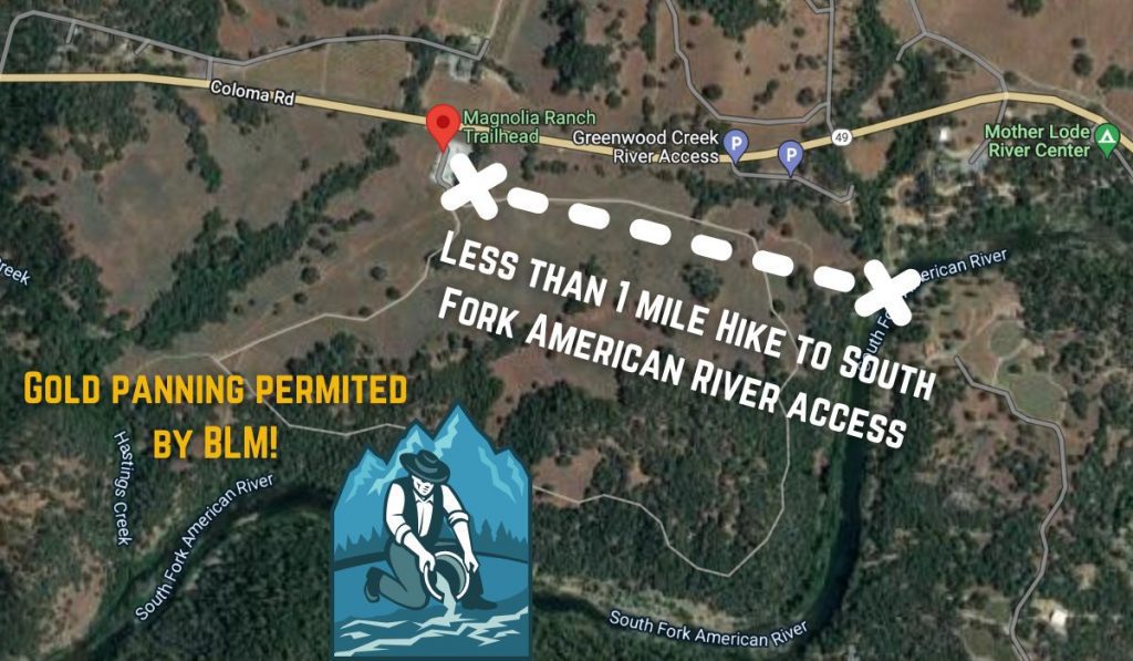 Magnolia Ranch Trailhead Gold Panning Map American River
