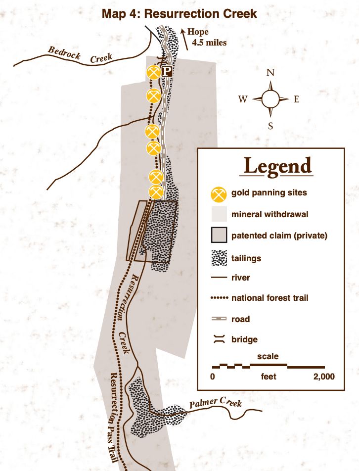 Resurrection Creek Gold Panning Map